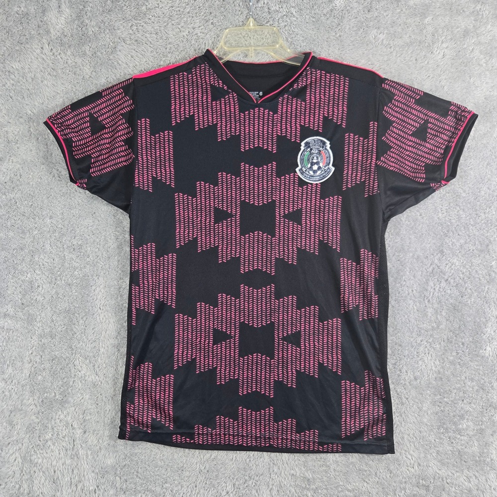 Mexico National Team Soccer Jersey Mens Large Black Pink Guardado 18 FMF Futball